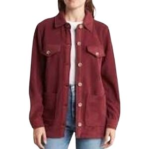 BLANKNYC Burgundy Fleece Shacket Small